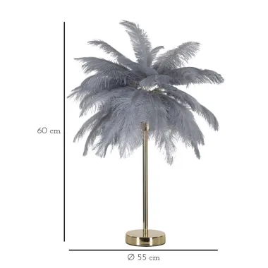 LAMPA STOŁOWA PALM SZARA 55X60 cm